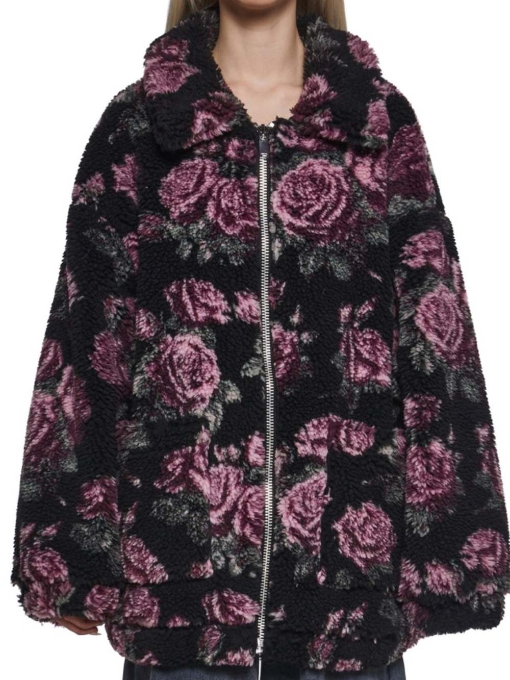 Floral pink Bloom Energy Sherpa Jacket